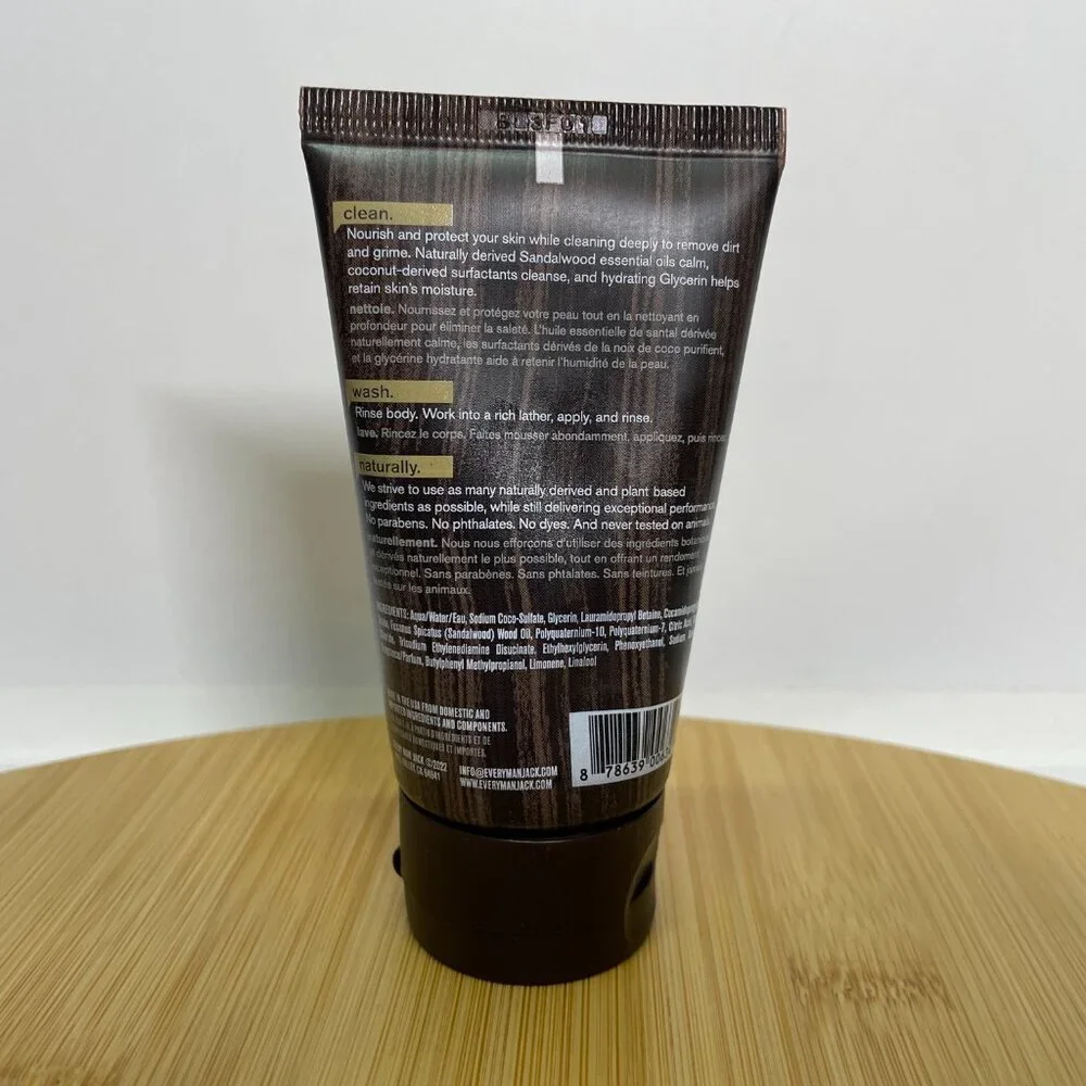 Every Man Jack Body Wash Sandalwood 2 oz Moisturizing Skin Care Travel Size